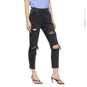 NWT GRLFRND Karolina High-Rise Distressed Washed Black Jeans 29